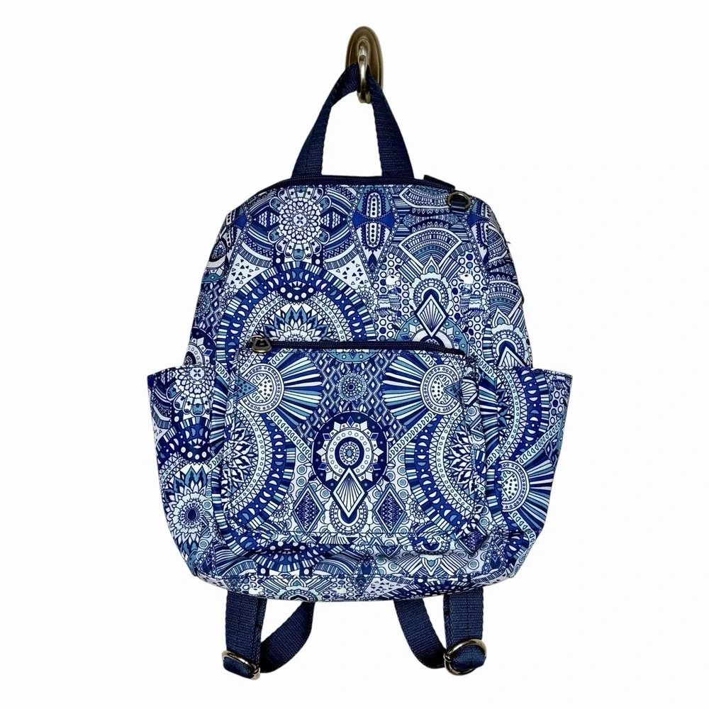 Sakroots Loyola Blue Boho Print Small Backpack Festival Southwestern Adjustable